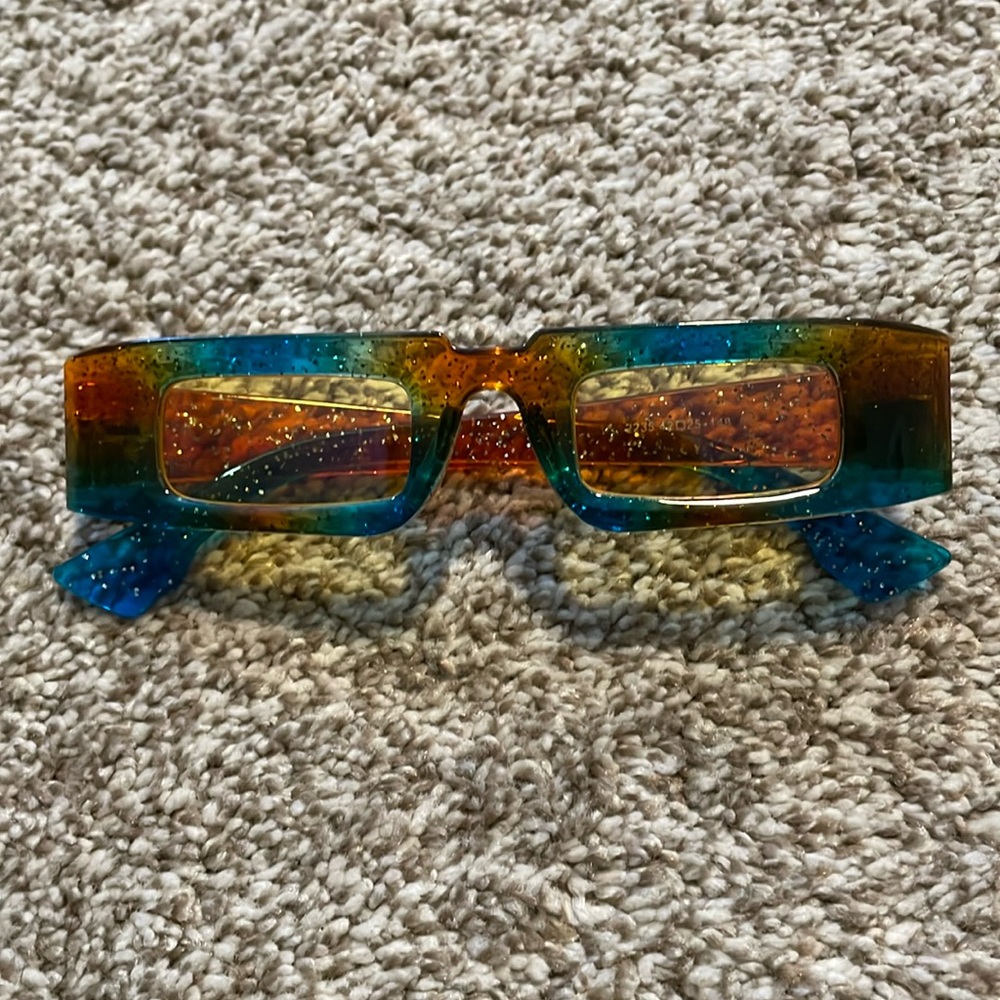 | Blue/Orange Rectangle Sunglasses